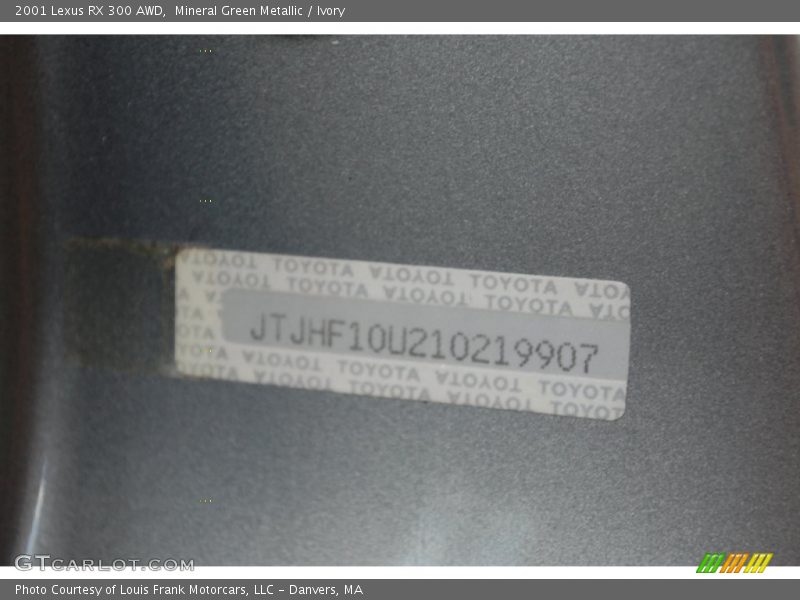 Mineral Green Metallic / Ivory 2001 Lexus RX 300 AWD