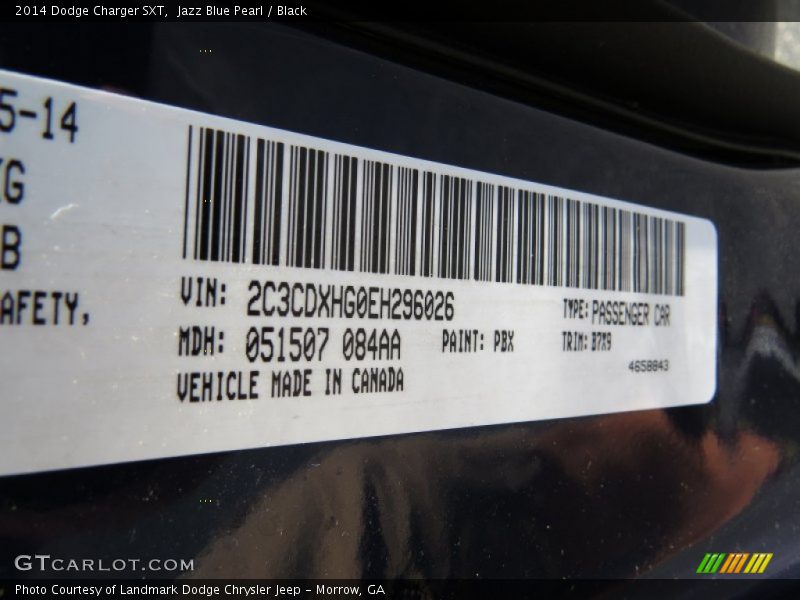 Jazz Blue Pearl / Black 2014 Dodge Charger SXT