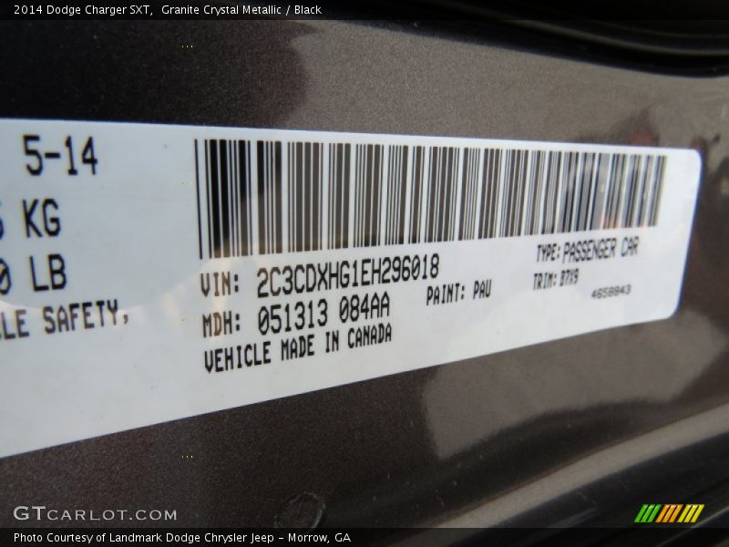 Granite Crystal Metallic / Black 2014 Dodge Charger SXT