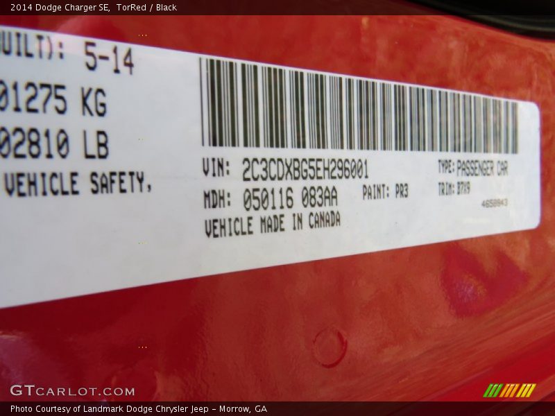 TorRed / Black 2014 Dodge Charger SE