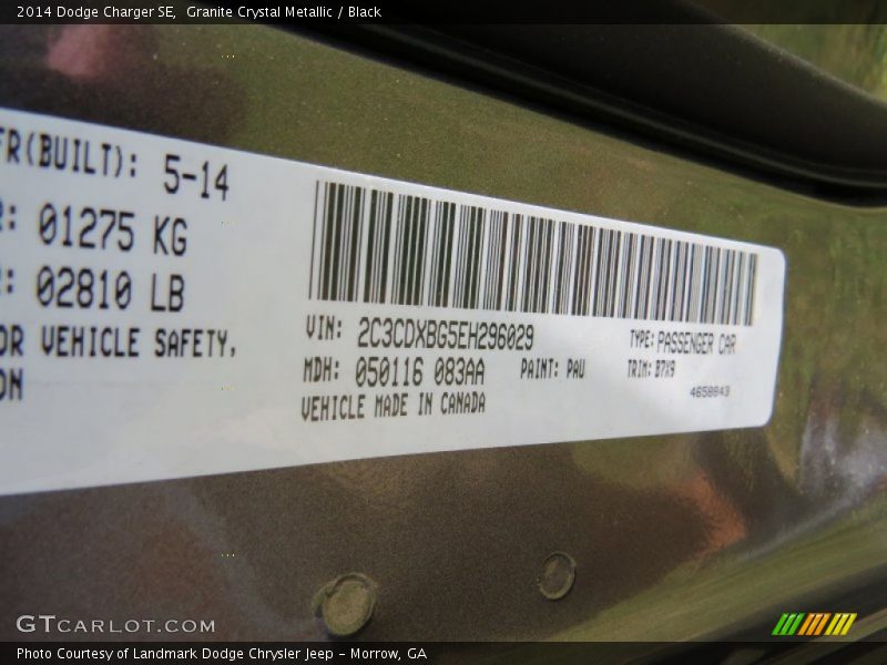 Granite Crystal Metallic / Black 2014 Dodge Charger SE