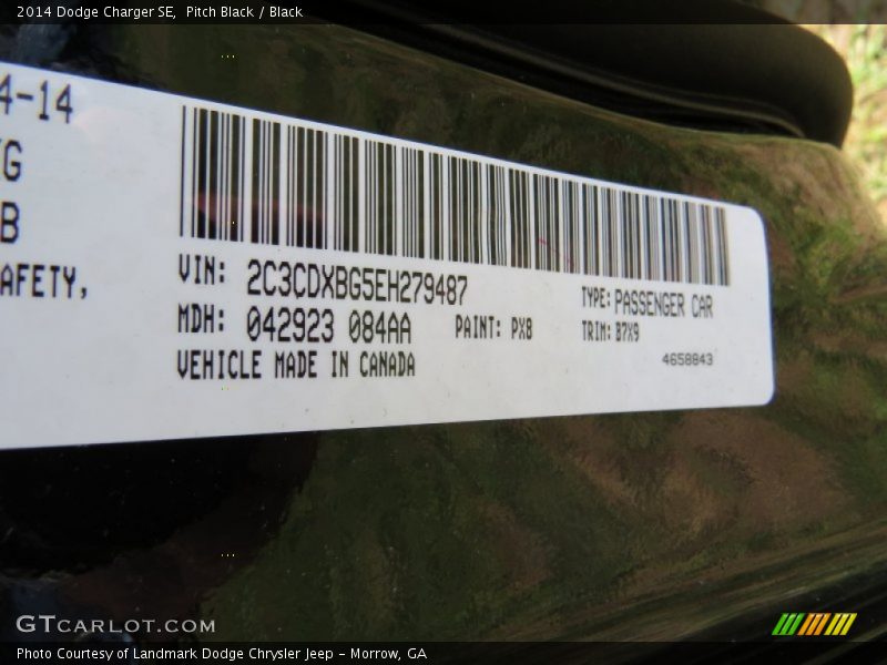 Pitch Black / Black 2014 Dodge Charger SE