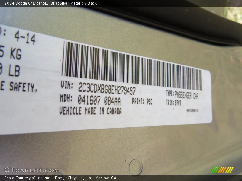 Billet Silver Metallic / Black 2014 Dodge Charger SE