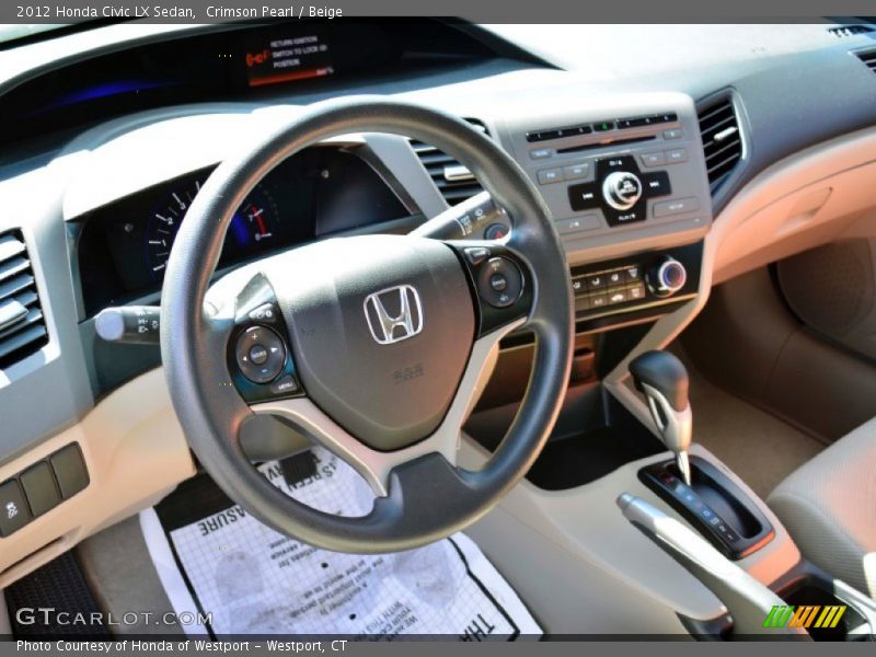 Crimson Pearl / Beige 2012 Honda Civic LX Sedan