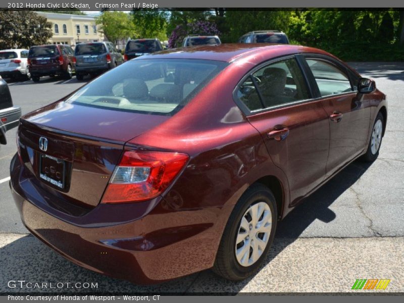 Crimson Pearl / Beige 2012 Honda Civic LX Sedan