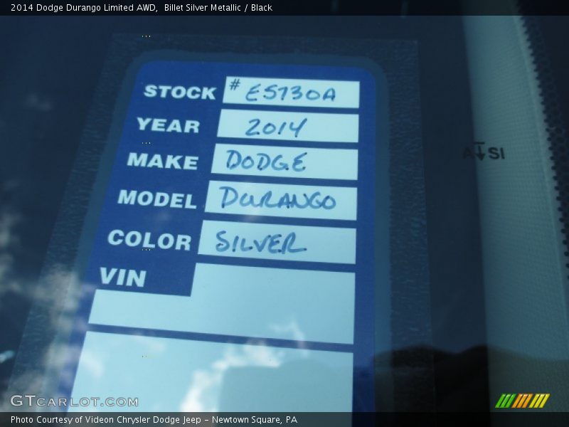Billet Silver Metallic / Black 2014 Dodge Durango Limited AWD