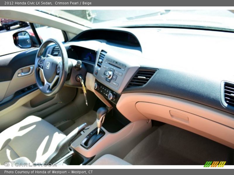 Crimson Pearl / Beige 2012 Honda Civic LX Sedan