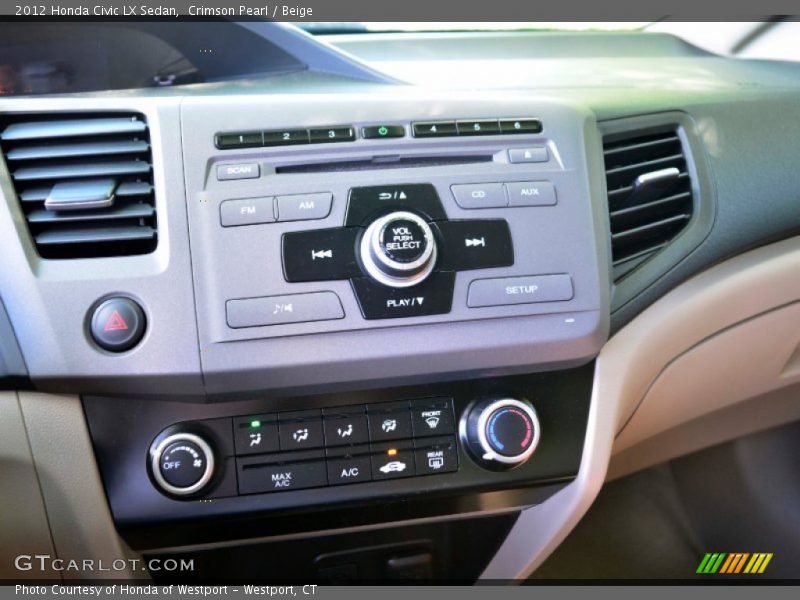 Crimson Pearl / Beige 2012 Honda Civic LX Sedan