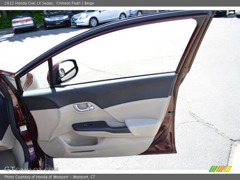 Crimson Pearl / Beige 2012 Honda Civic LX Sedan
