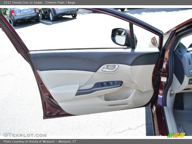 Crimson Pearl / Beige 2012 Honda Civic LX Sedan