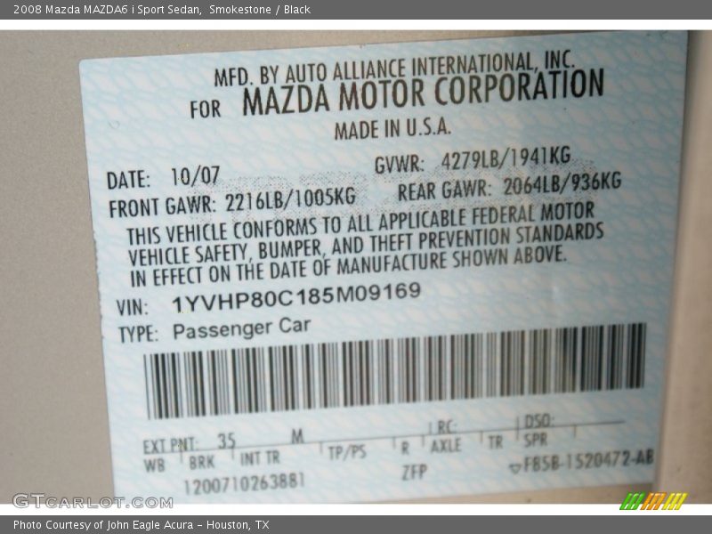 Smokestone / Black 2008 Mazda MAZDA6 i Sport Sedan