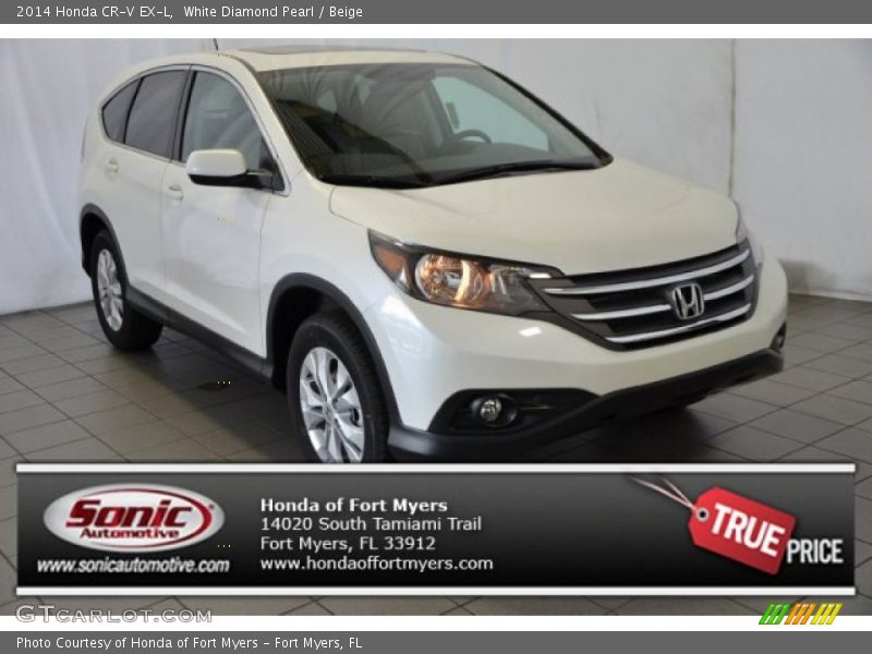 White Diamond Pearl / Beige 2014 Honda CR-V EX-L