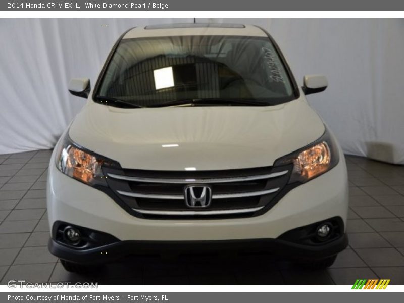 White Diamond Pearl / Beige 2014 Honda CR-V EX-L