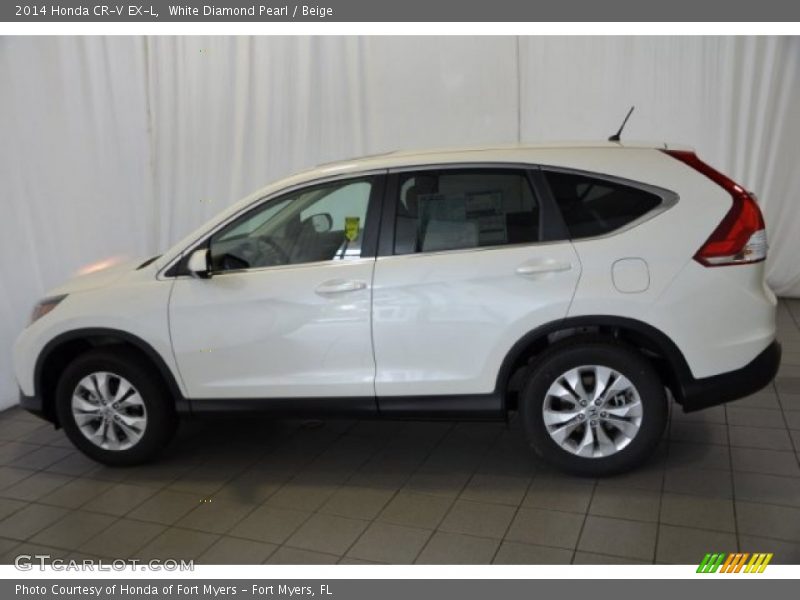 White Diamond Pearl / Beige 2014 Honda CR-V EX-L