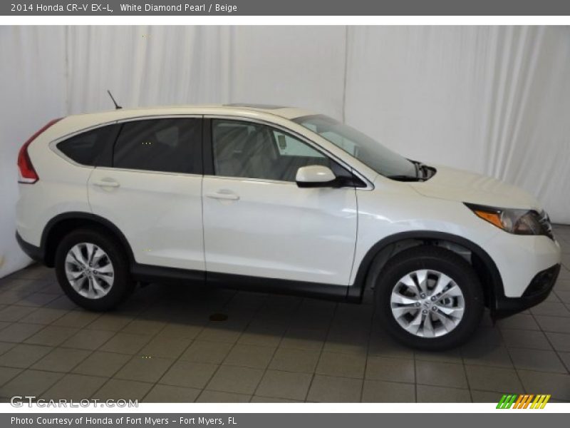 White Diamond Pearl / Beige 2014 Honda CR-V EX-L