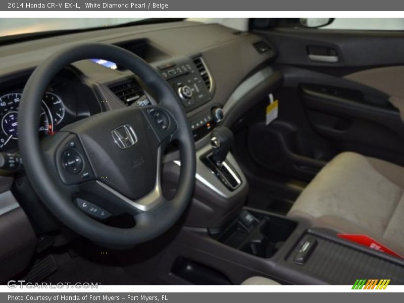 White Diamond Pearl / Beige 2014 Honda CR-V EX-L