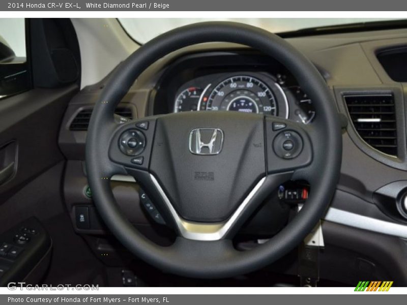 White Diamond Pearl / Beige 2014 Honda CR-V EX-L