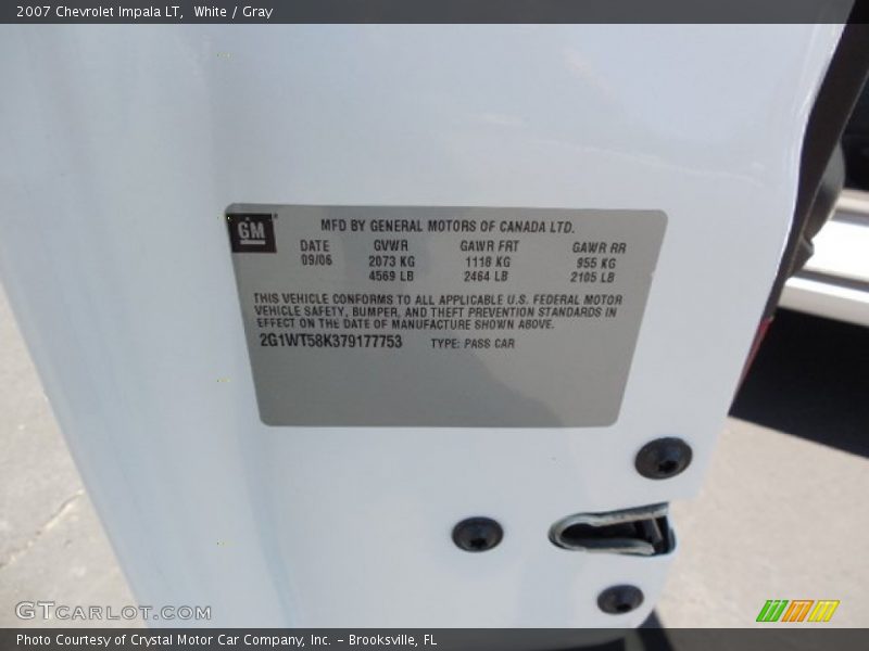 White / Gray 2007 Chevrolet Impala LT