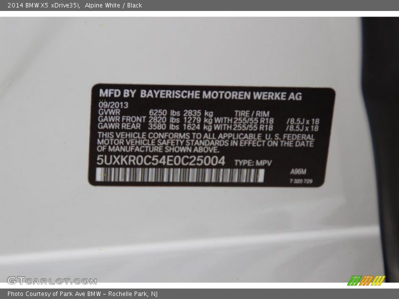 Alpine White / Black 2014 BMW X5 xDrive35i