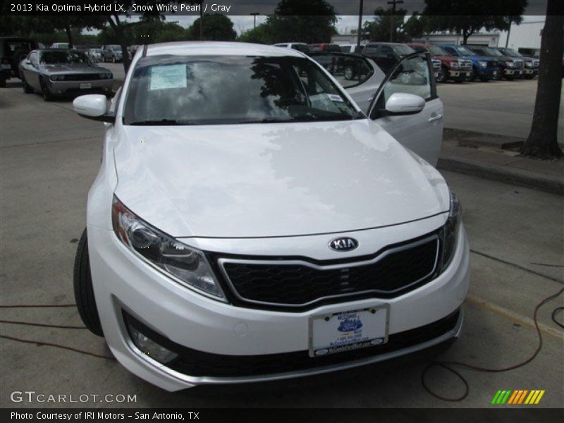Snow White Pearl / Gray 2013 Kia Optima Hybrid LX