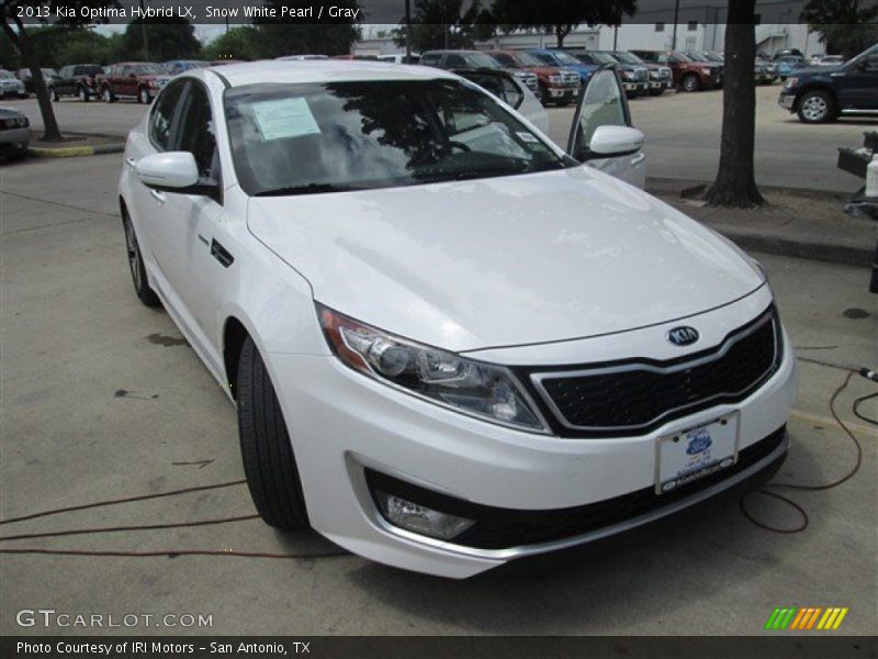 Snow White Pearl / Gray 2013 Kia Optima Hybrid LX