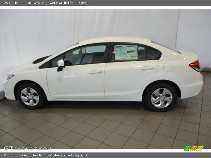 White Orchid Pearl / Beige 2014 Honda Civic LX Sedan