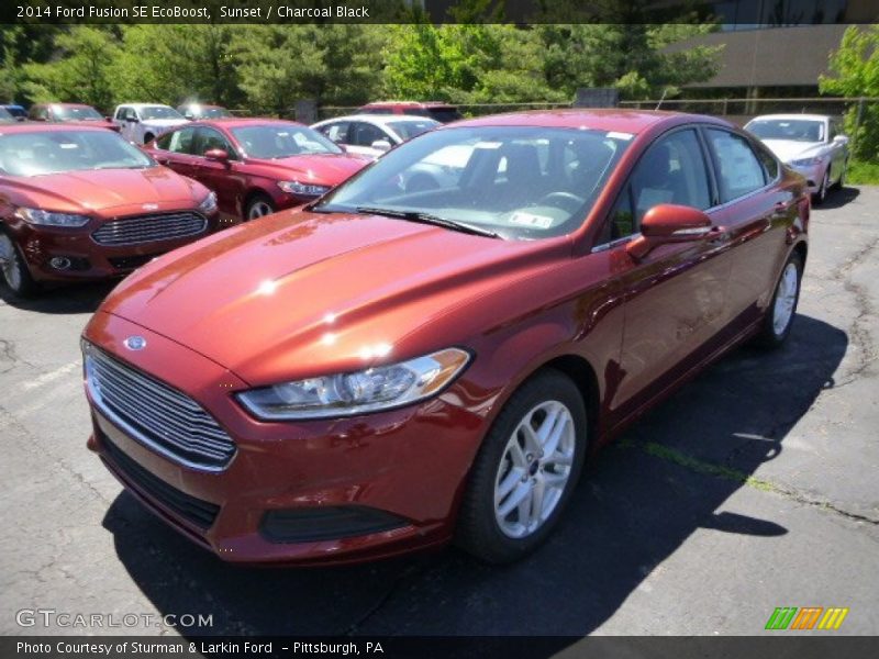 Sunset / Charcoal Black 2014 Ford Fusion SE EcoBoost