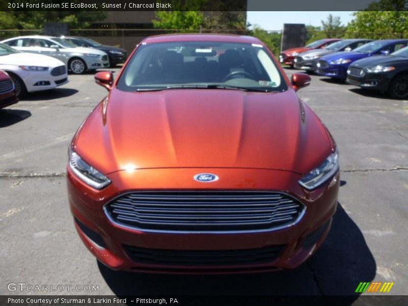 Sunset / Charcoal Black 2014 Ford Fusion SE EcoBoost