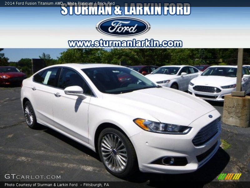 White Platinum / Brick Red 2014 Ford Fusion Titanium AWD