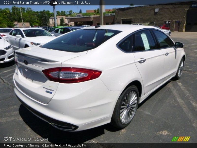 White Platinum / Brick Red 2014 Ford Fusion Titanium AWD