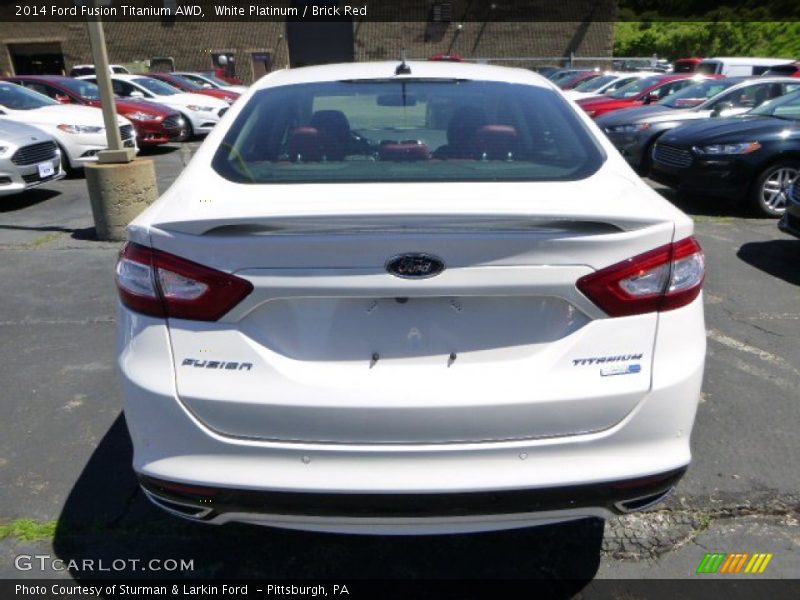 White Platinum / Brick Red 2014 Ford Fusion Titanium AWD