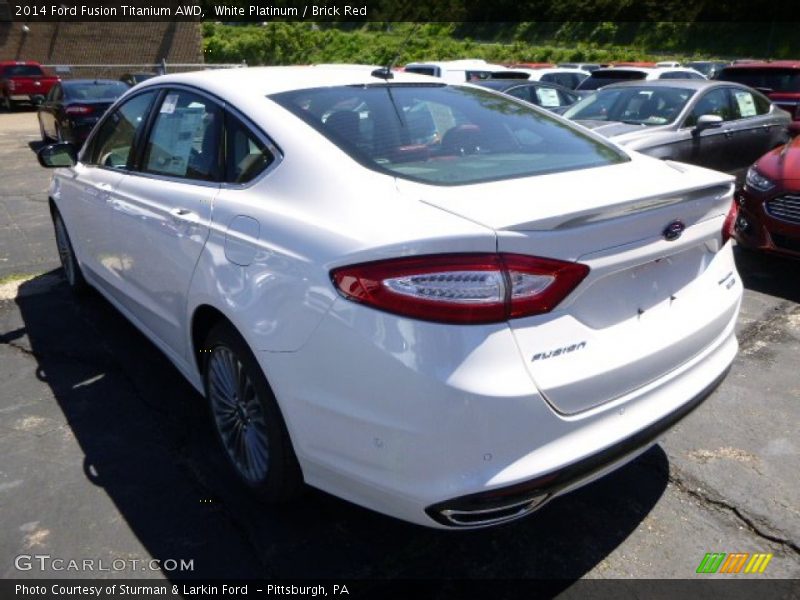 White Platinum / Brick Red 2014 Ford Fusion Titanium AWD