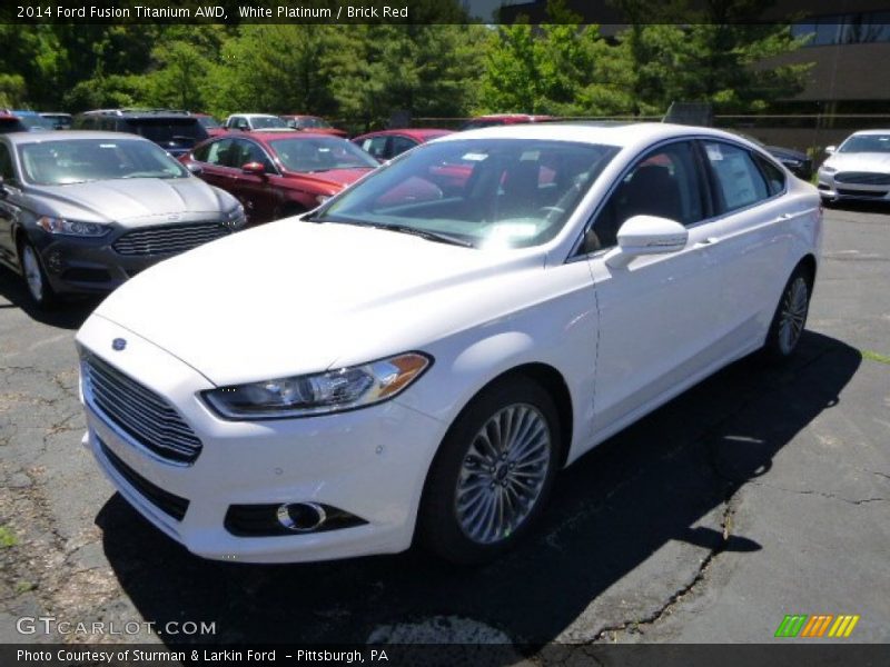 White Platinum / Brick Red 2014 Ford Fusion Titanium AWD