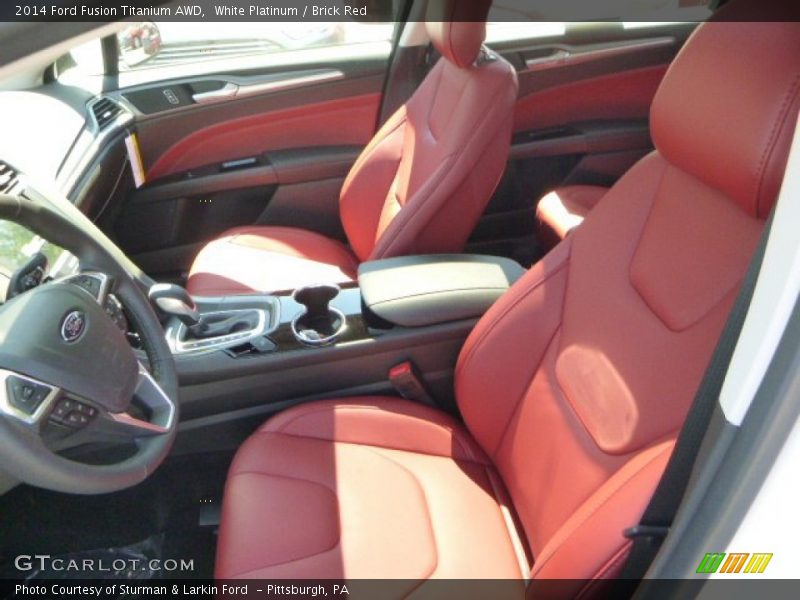 White Platinum / Brick Red 2014 Ford Fusion Titanium AWD