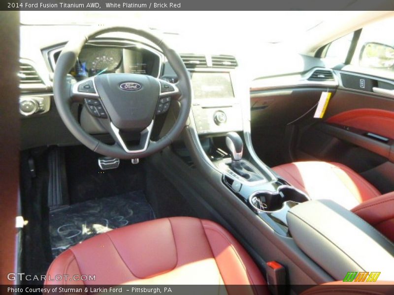 White Platinum / Brick Red 2014 Ford Fusion Titanium AWD
