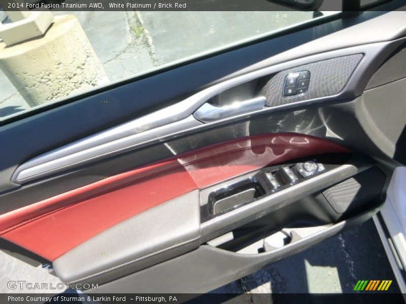 White Platinum / Brick Red 2014 Ford Fusion Titanium AWD