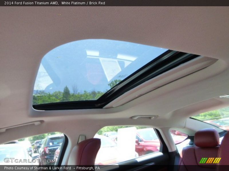White Platinum / Brick Red 2014 Ford Fusion Titanium AWD