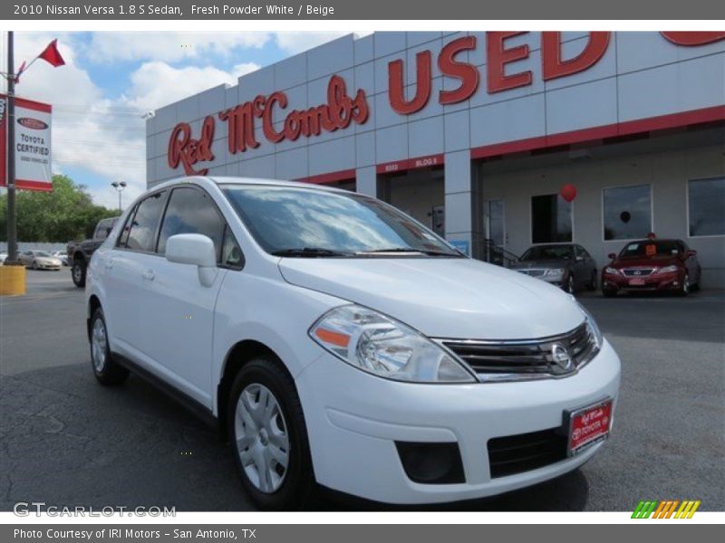 Fresh Powder White / Beige 2010 Nissan Versa 1.8 S Sedan