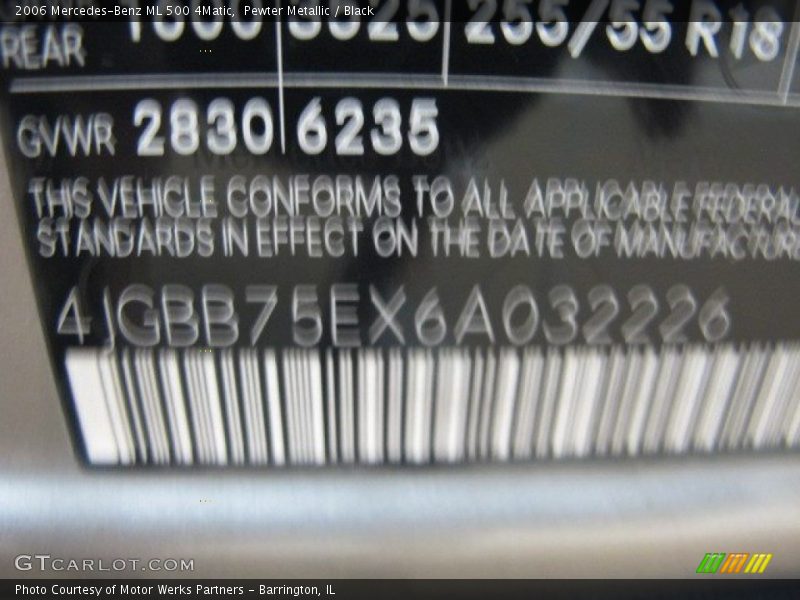 Pewter Metallic / Black 2006 Mercedes-Benz ML 500 4Matic