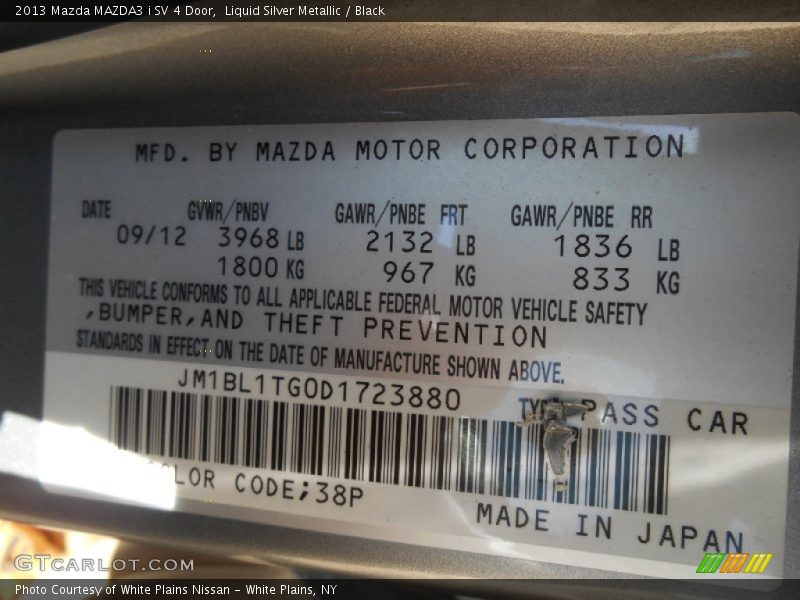 Liquid Silver Metallic / Black 2013 Mazda MAZDA3 i SV 4 Door