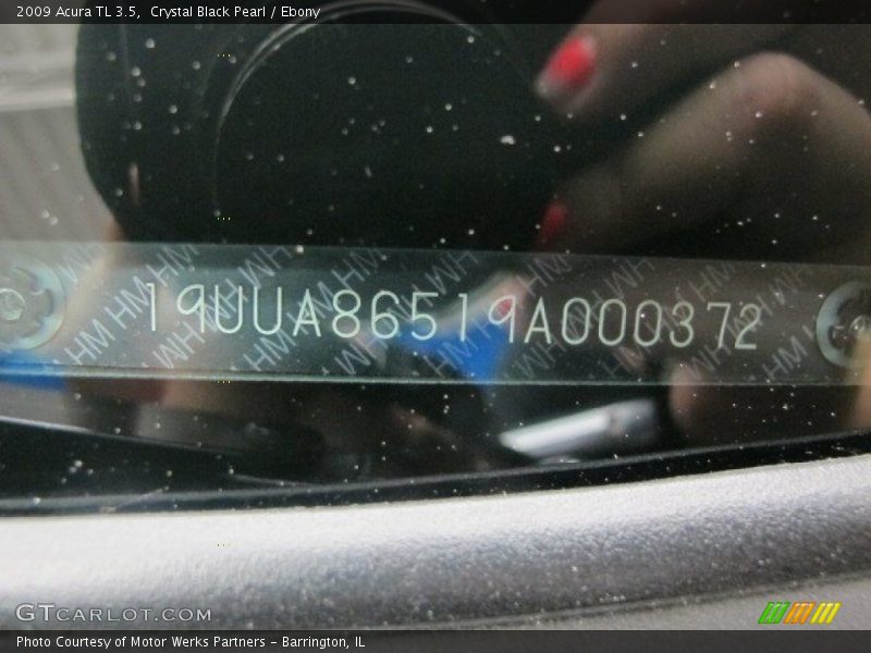 Crystal Black Pearl / Ebony 2009 Acura TL 3.5