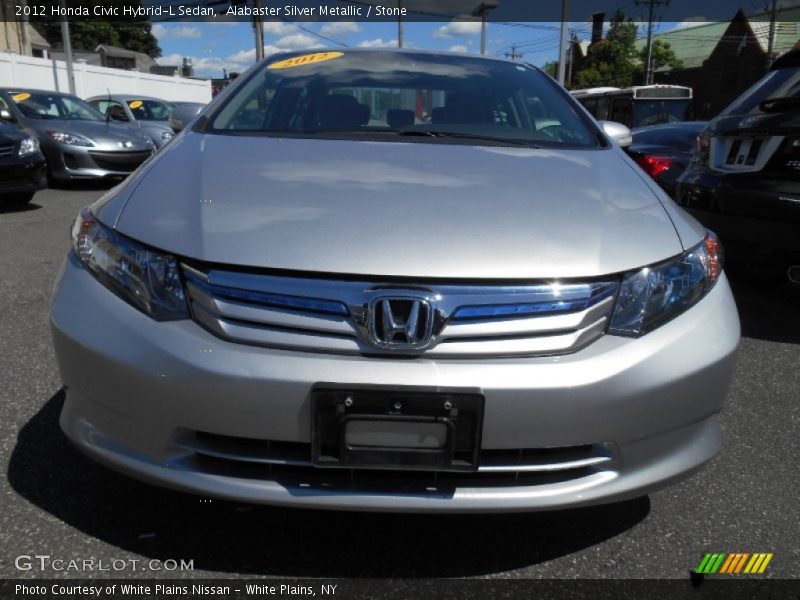 Alabaster Silver Metallic / Stone 2012 Honda Civic Hybrid-L Sedan