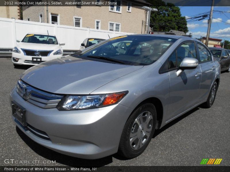 Alabaster Silver Metallic / Stone 2012 Honda Civic Hybrid-L Sedan