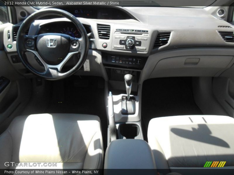 Alabaster Silver Metallic / Stone 2012 Honda Civic Hybrid-L Sedan