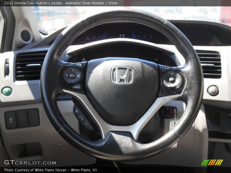 Alabaster Silver Metallic / Stone 2012 Honda Civic Hybrid-L Sedan
