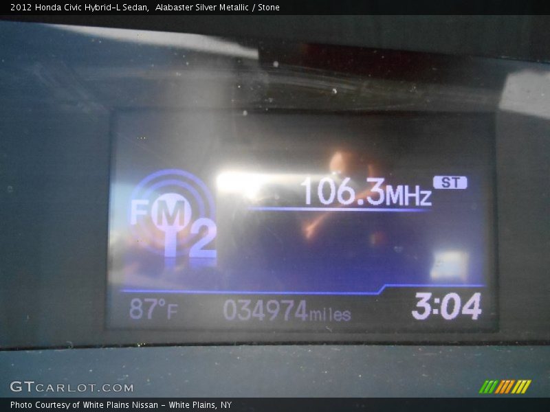 Alabaster Silver Metallic / Stone 2012 Honda Civic Hybrid-L Sedan