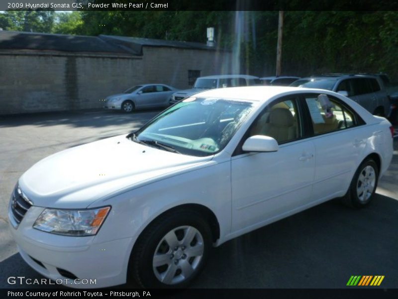 Powder White Pearl / Camel 2009 Hyundai Sonata GLS