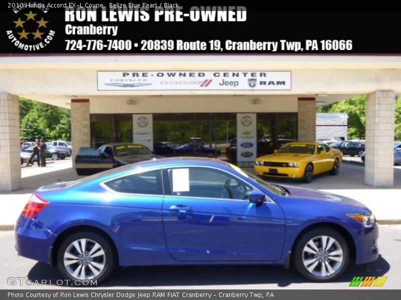 Belize Blue Pearl / Black 2010 Honda Accord EX-L Coupe