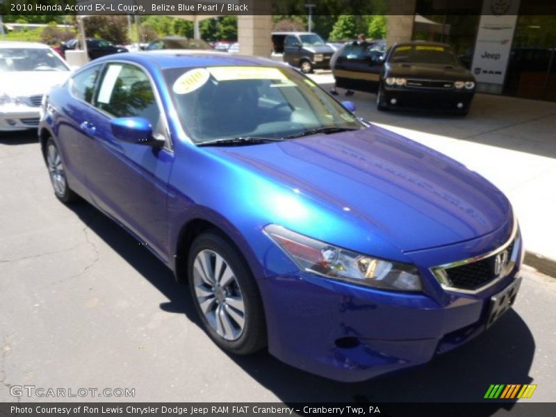 Belize Blue Pearl / Black 2010 Honda Accord EX-L Coupe