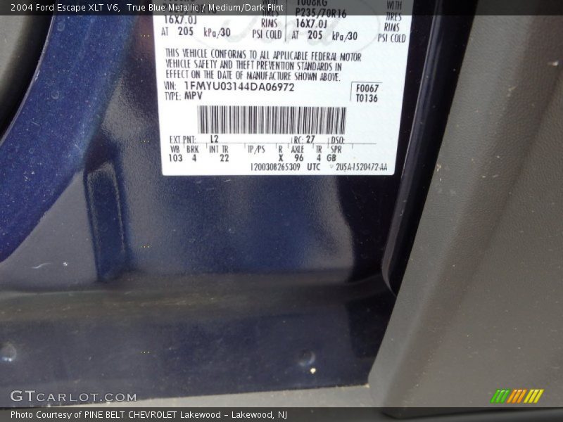 True Blue Metallic / Medium/Dark Flint 2004 Ford Escape XLT V6